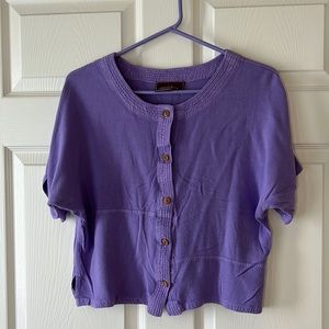 Tienda Ho Santa Barbara Purple Button Up‎ Crop Top, Sz Small